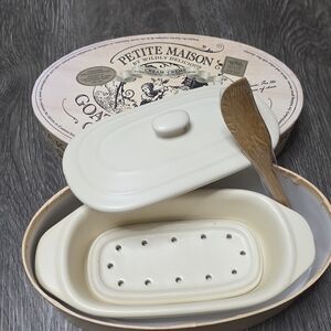 New Ceramic Cream Butter Dish Set